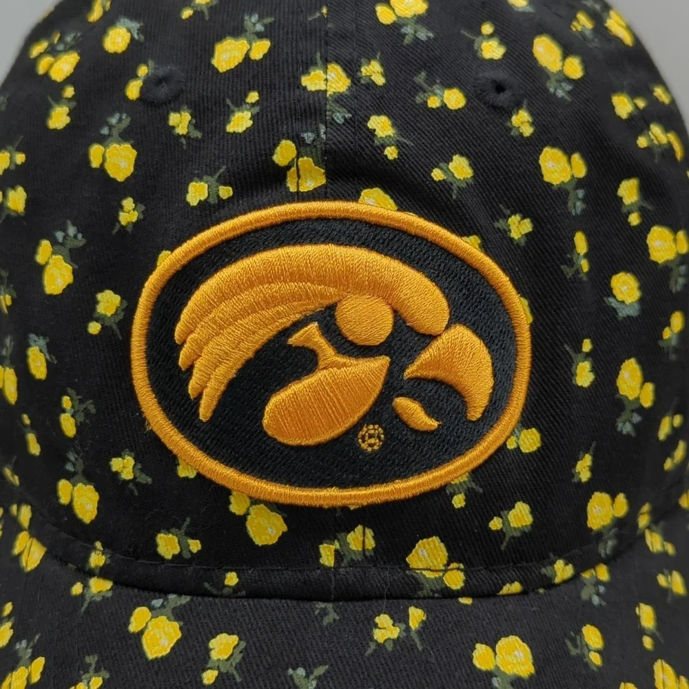 New Era Women's Iowa Hawkeyes Floral 9TWENTY Cap Hat Black Flower Strap Back